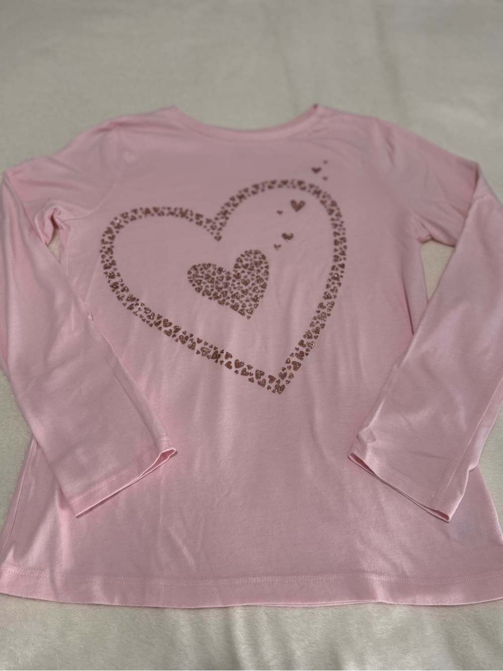 Carter's Light Pink Long Sleeve Top with Metallic Heart Design